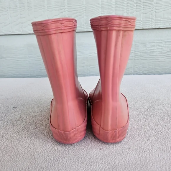 Hunter Wellington Rain Boots Toddler Girl SZ 6 US Pink Waterproof Pull-On - Picture 7 of 10